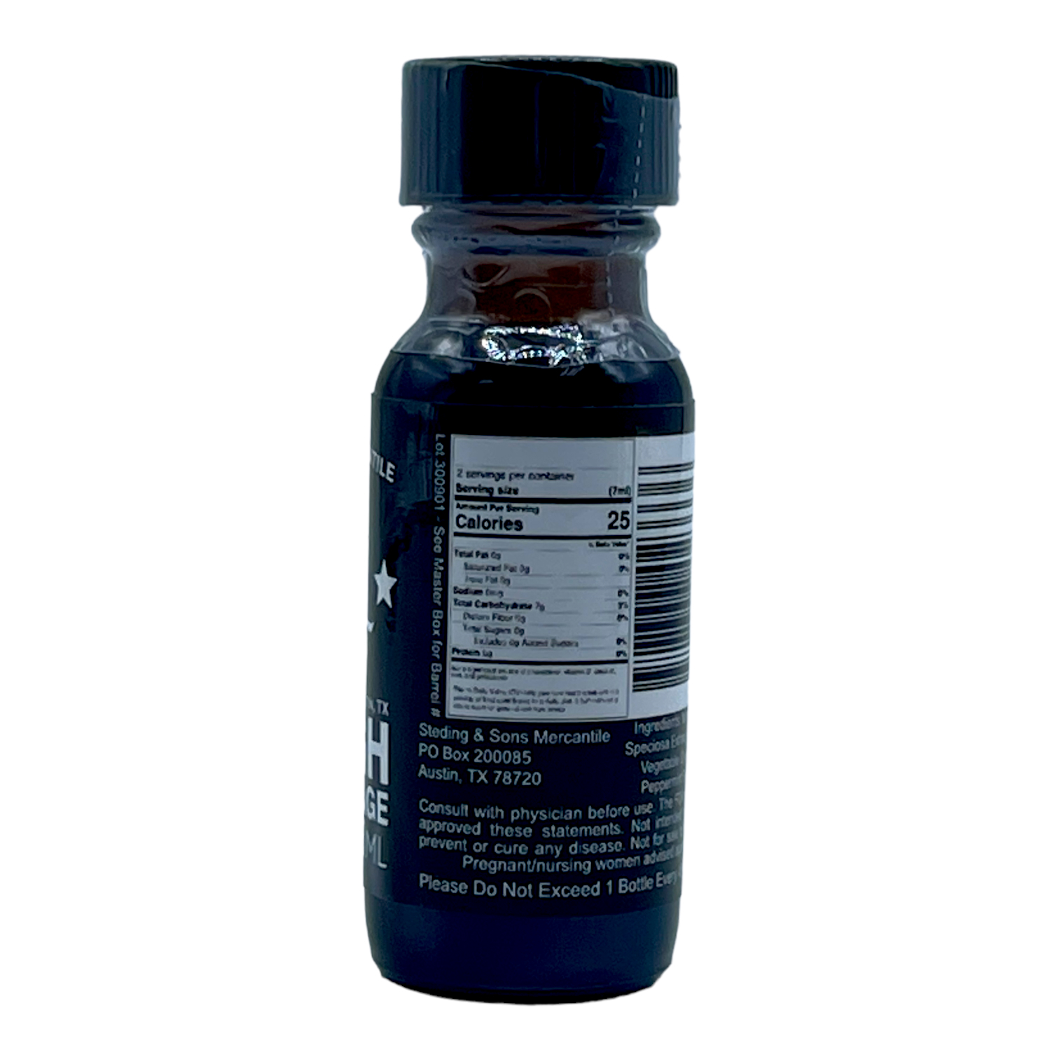 1836 Kratom Invisible Electric High Voltage Kratom Shot, 100mg, 15mL - back view