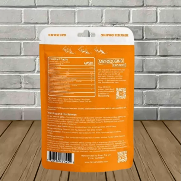 Day Trip Carpe Diem Blend Microdose Gummies + Functional Mushrooms - Orange supplement facts