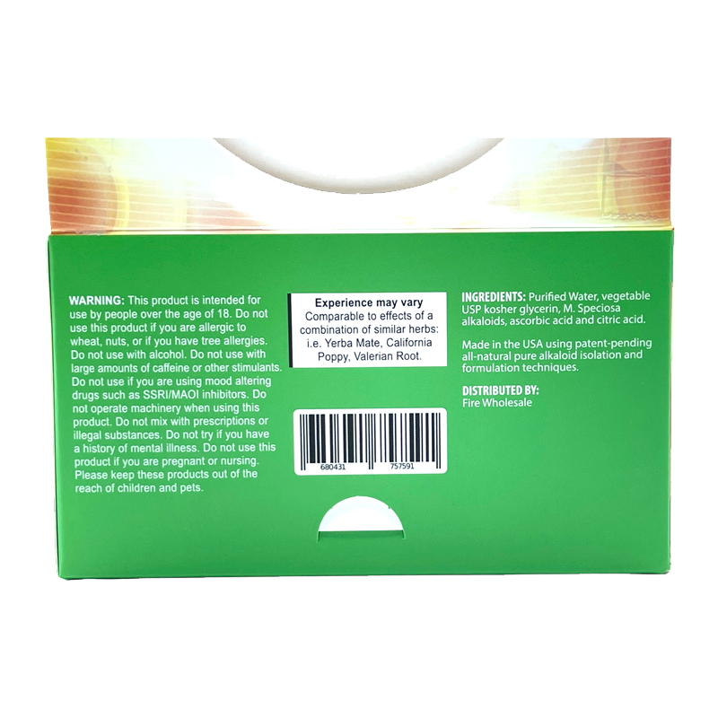 Earth Kratom Maeng Da Kratom Extract Shot, 12mL - back view