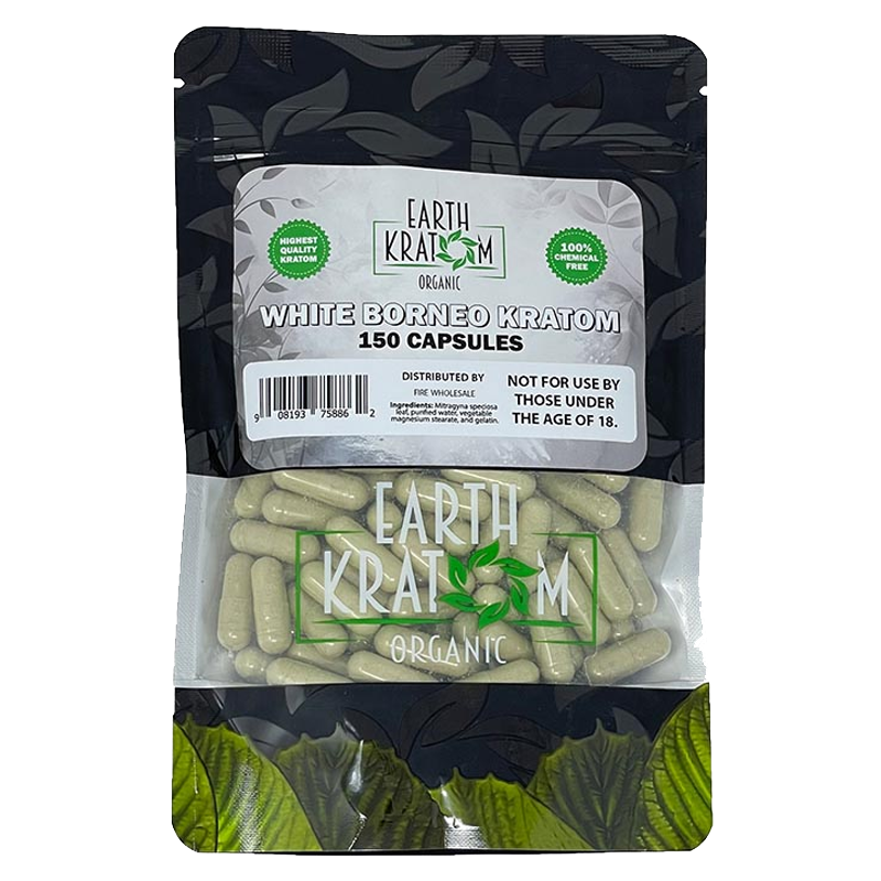 Earth Kratom White Borneo Kratom Capsule - capsules packaging