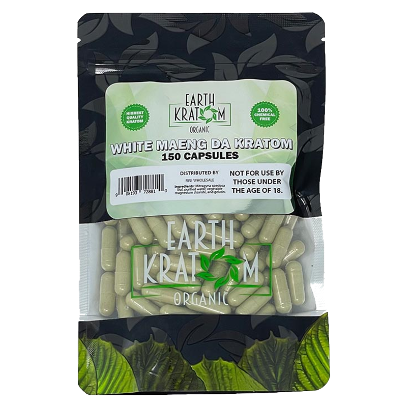 Earth Kratom White Maeng Da Kratom Capsule - capsules packaging