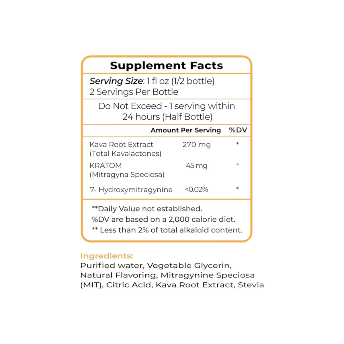 K Plex + Kava Tropical Punch Shot 630mg 2oz - Tropical back view