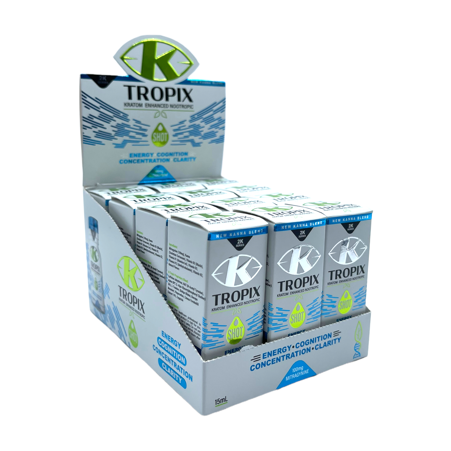 K-Tropix Kanna Kratom Nootropic Shot, 100mg, 15mL - display