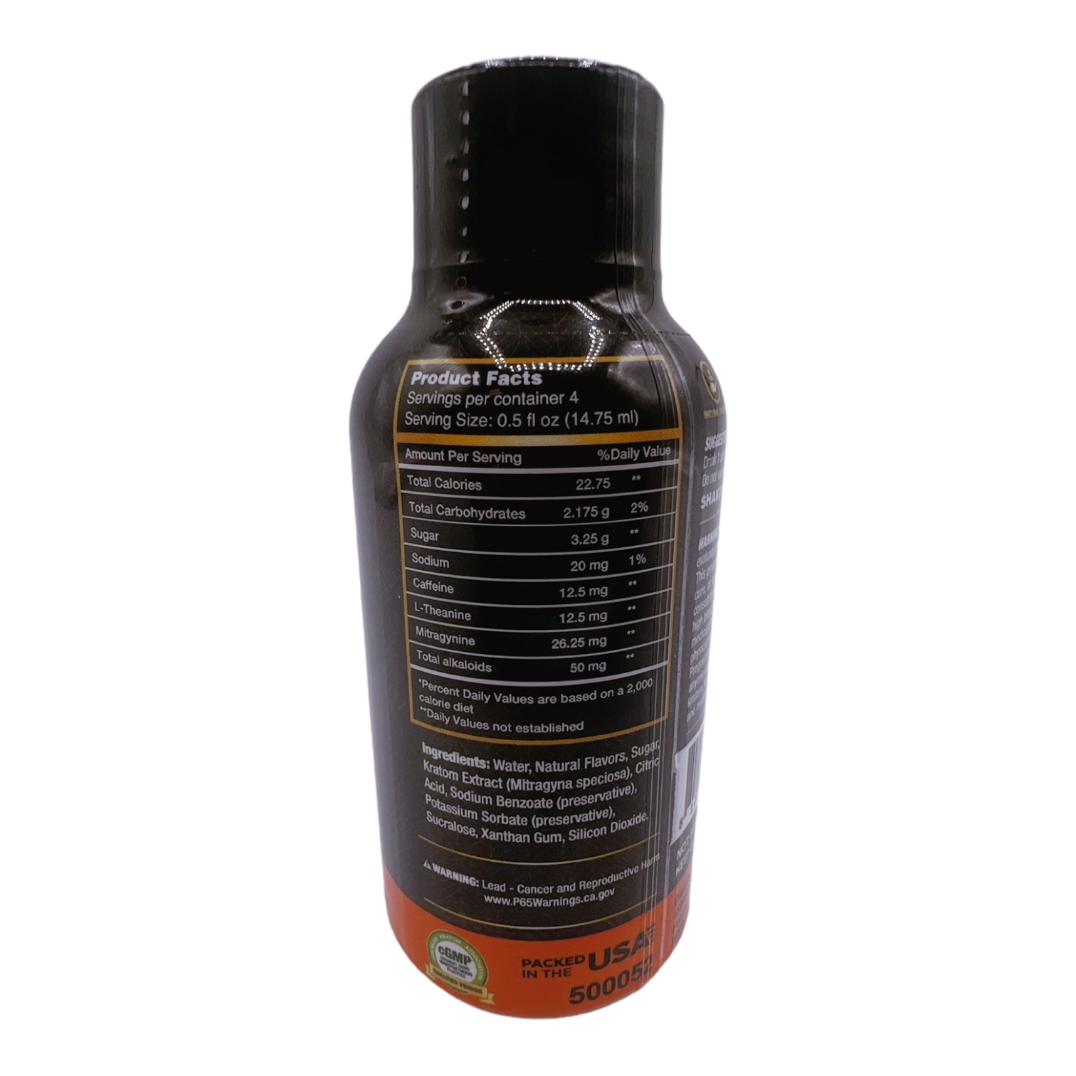 Kats Kratom Special Reserve Kratom Extract Shot Orange 105mg 60mL - shot packaging