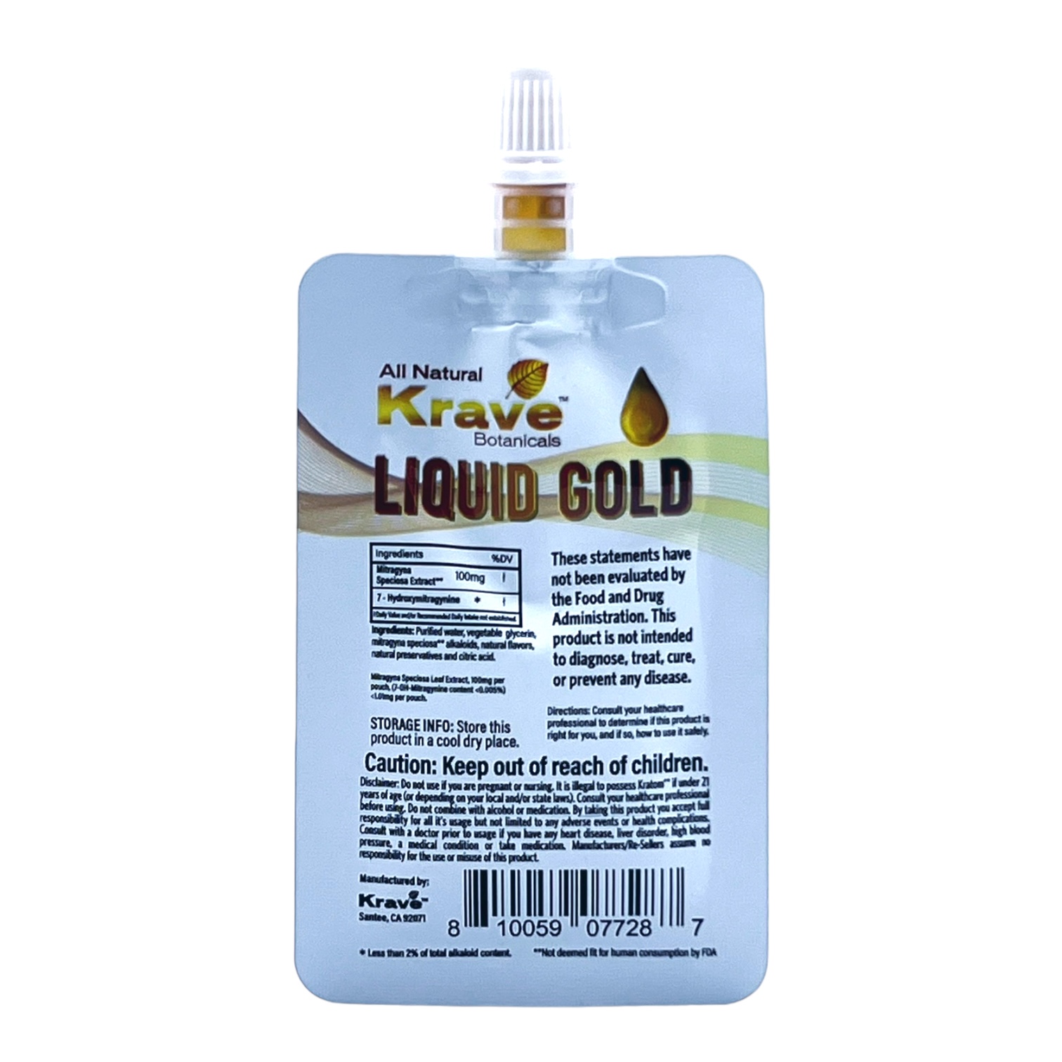 Krave Kratom Extract Liquid Gold Pouch Bali 20g - for Focus
