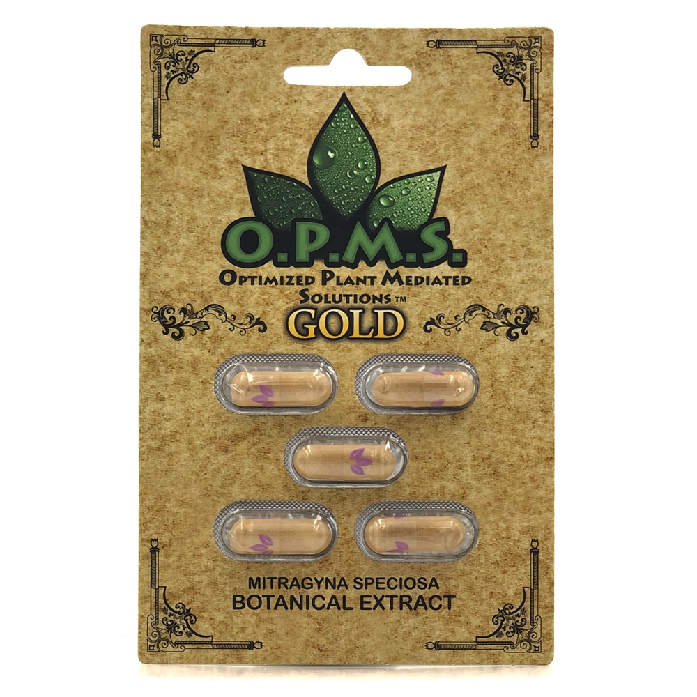 OPMS Gold Kratom Extract Capsules - capsules packaging