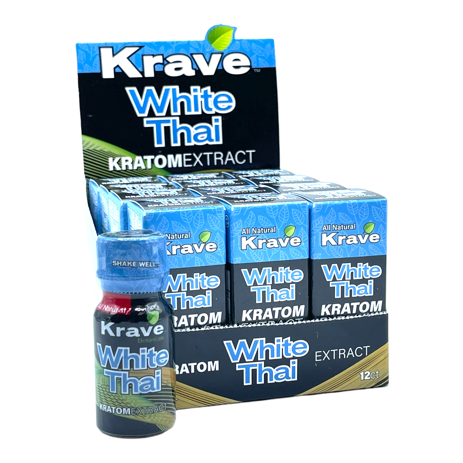 Krave White Thai Kratom Extract Shot, 10mL - shot packaging