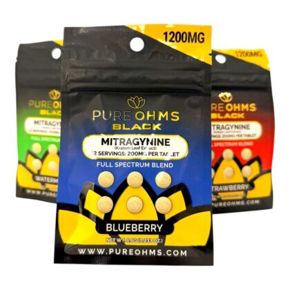 Pure OHMS Black Kratom Flavored Tablets 200mg x 6ct