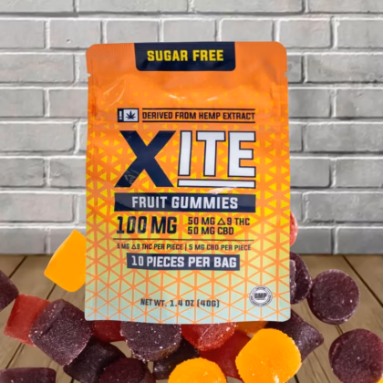 XITE Sugar Free D9 THC + CBD Fruit Gummies 100mg