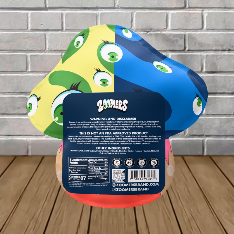 Zoomers Mushroom Gummies - Blue Razz supplement facts