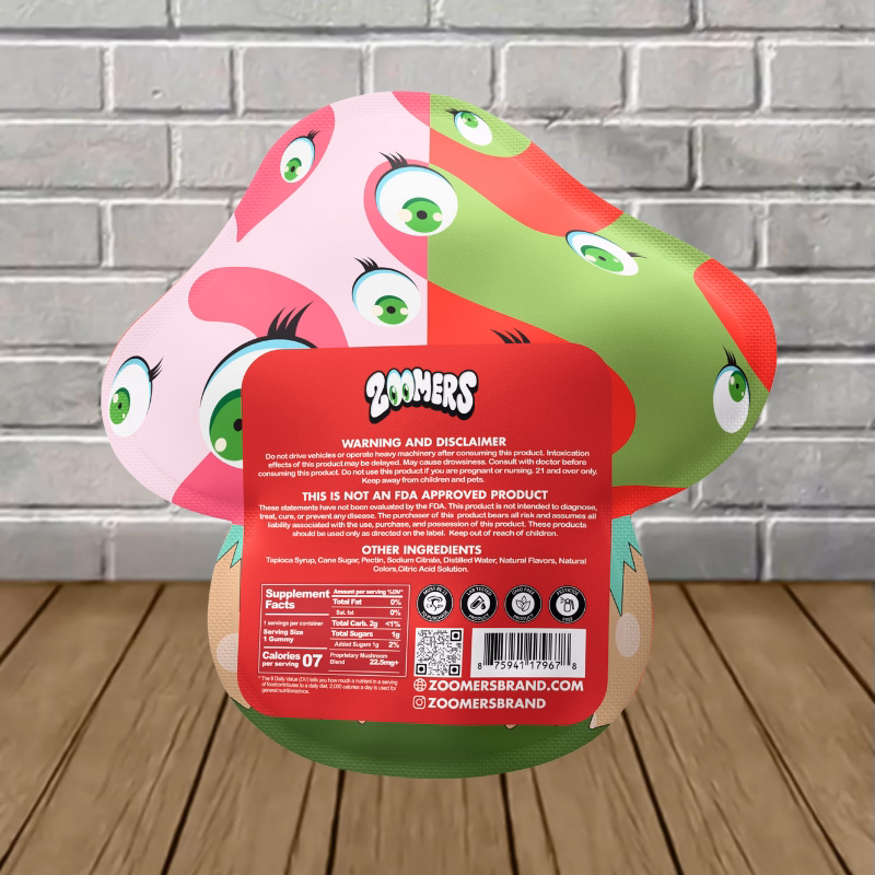 Zoomers Mushroom Gummies - Strawberry Watermelon supplement facts