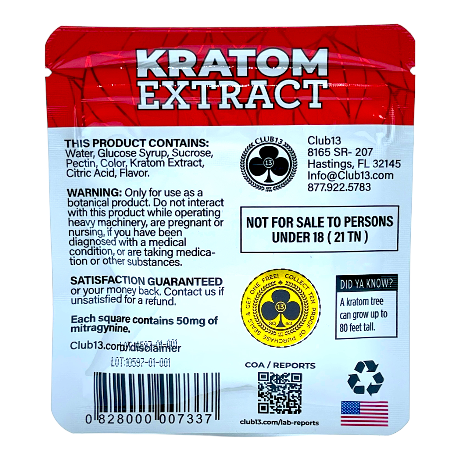 Club 13 Tropical Extract Kratom Gummies - gummies packaging