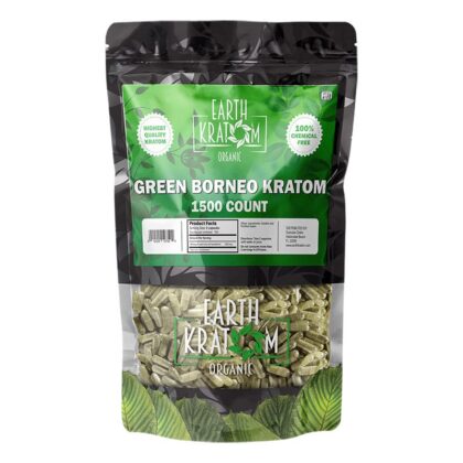Earth Kratom Green Borneo Kratom Capsules, 1500ct