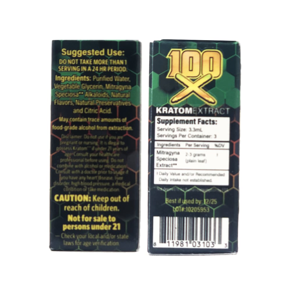 Krave 100X Kratom Liquid Extract Shot, 10mL - back view