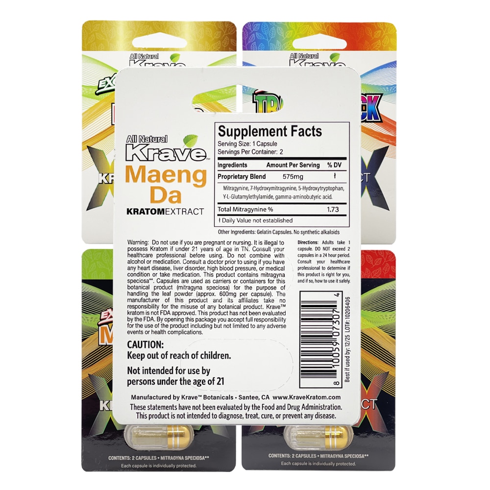 Krave Red Dragon Kratom Extract Capsules, 2ct - back view