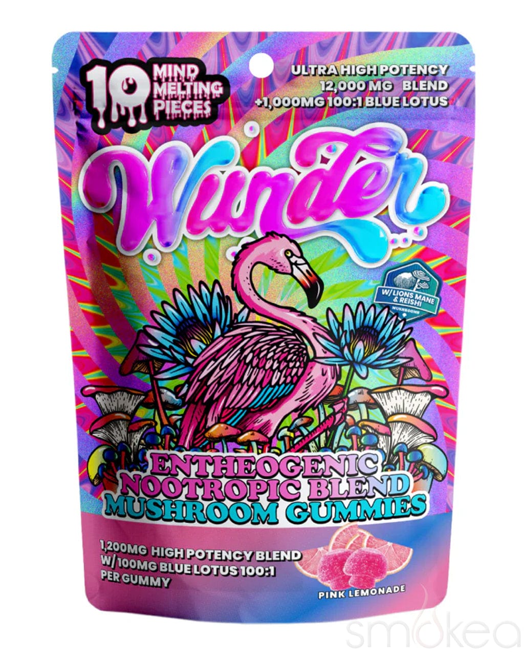 Wunder High Potency Entheogenic Mushroom + Blue Lotus Gummies - Pink Lemonade - Lemon